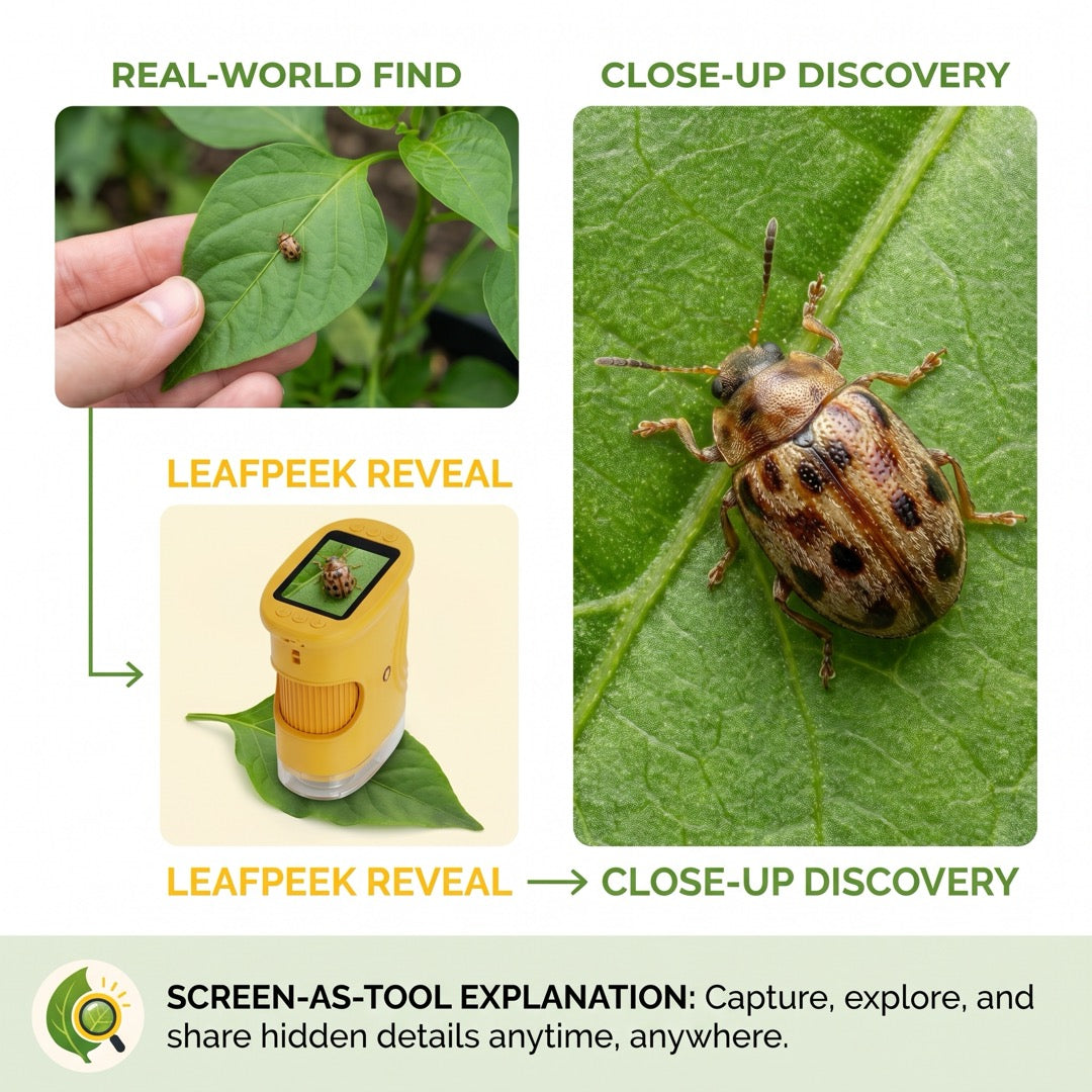 Gráfico de LeafPeek que muestra un hallazgo real convertido en descubrimiento de cerca